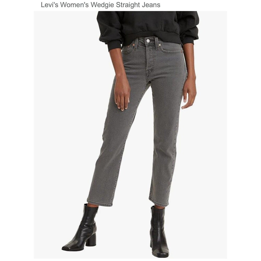 Levi’s Wedgie Straight Button Fly Jeans Cosmic Comet EUC Stretch Denim W27 L28 - Picture 6 of 8